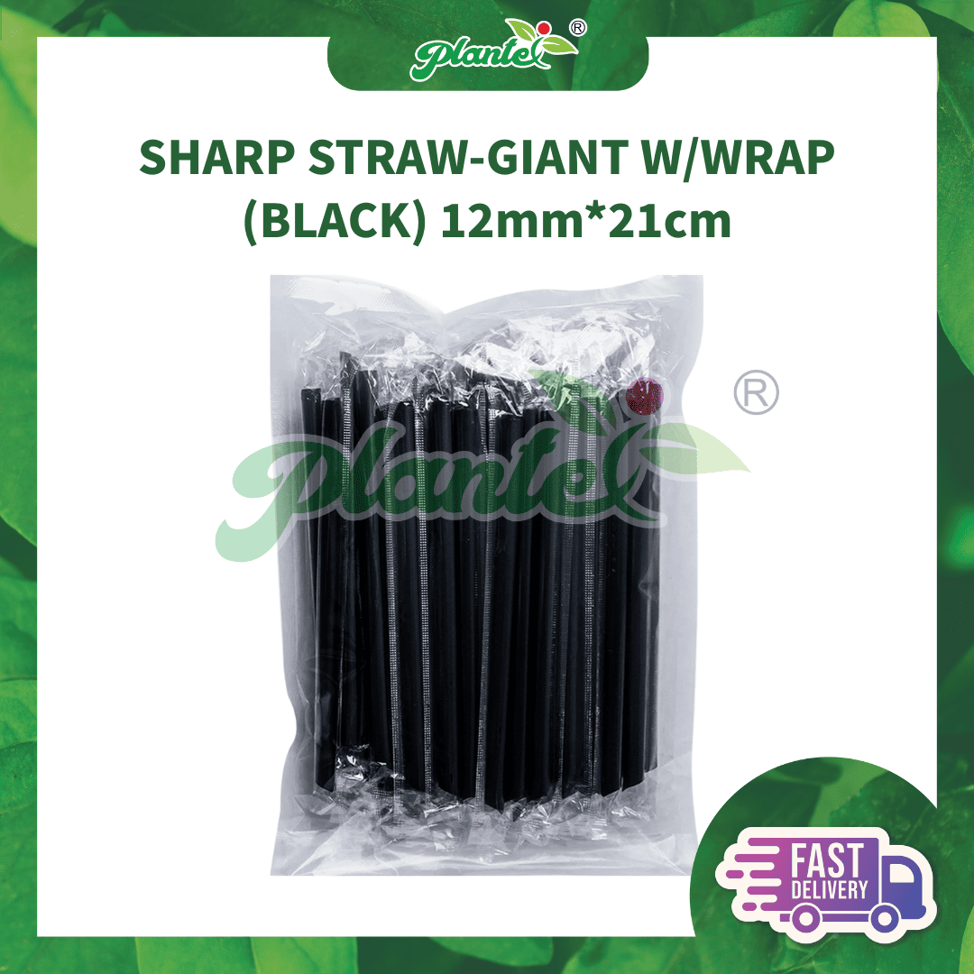 Sharp Wrap SHARP STRAW-GIANT W/WRAP(BLACK) 12mm*21cm - Plantex